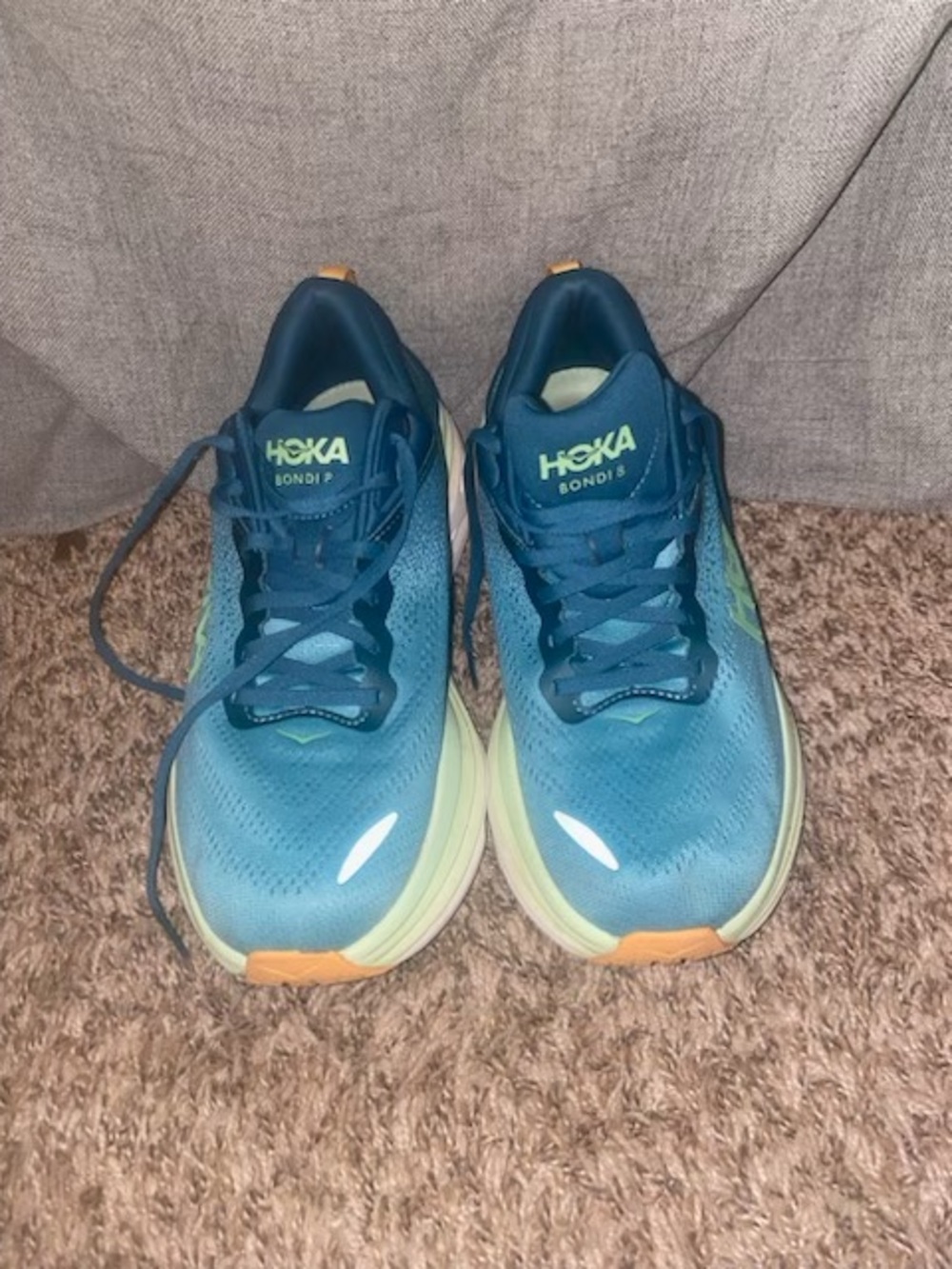 Hoka Men’s Bondi 8 Running Shoes - Teal and Lime